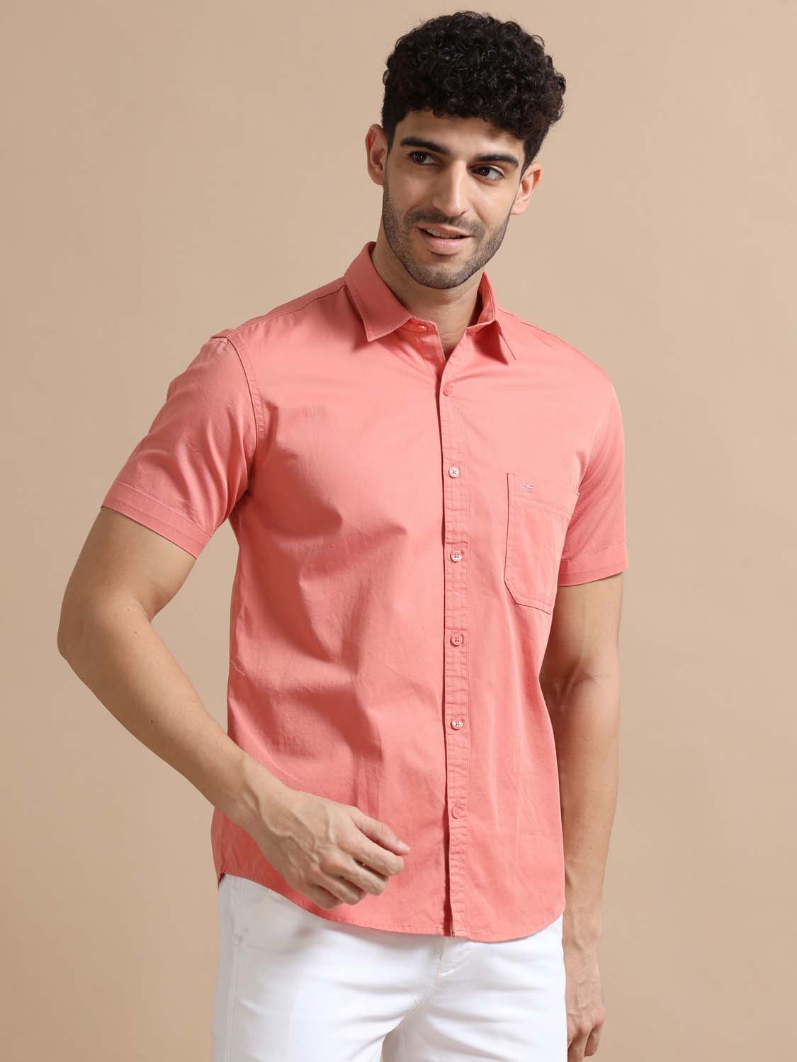 Pink Cotton Shirt for Men