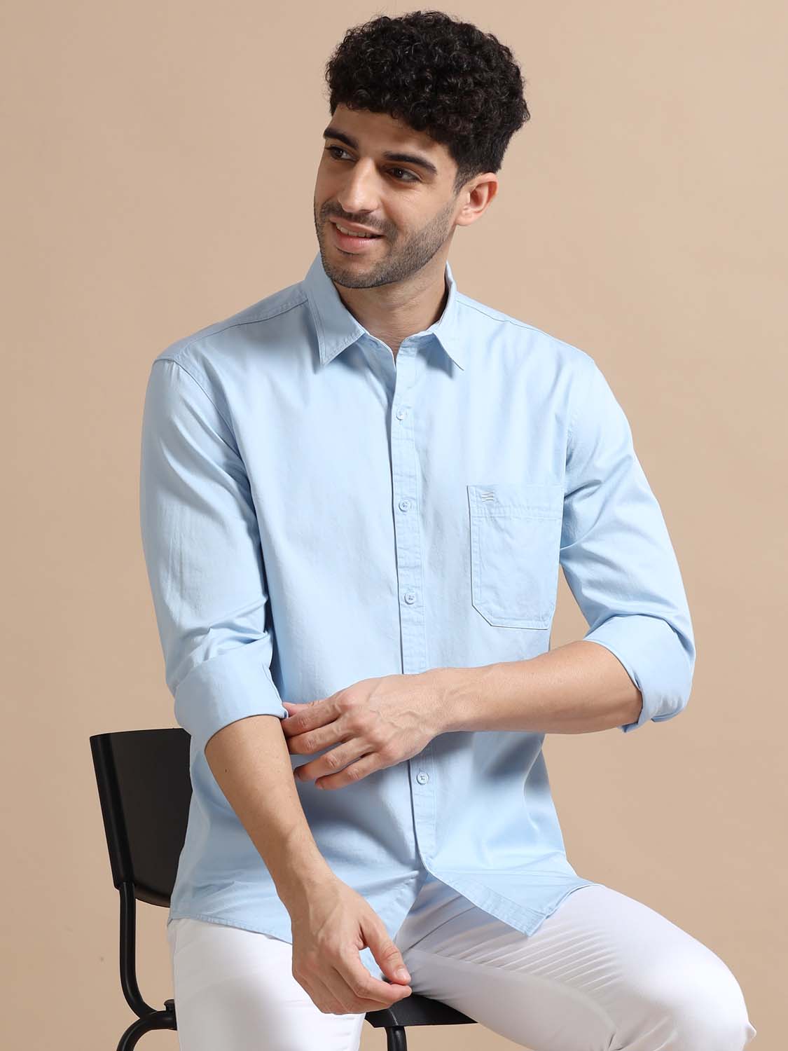  Light Blue Cotton Shirt for Men 