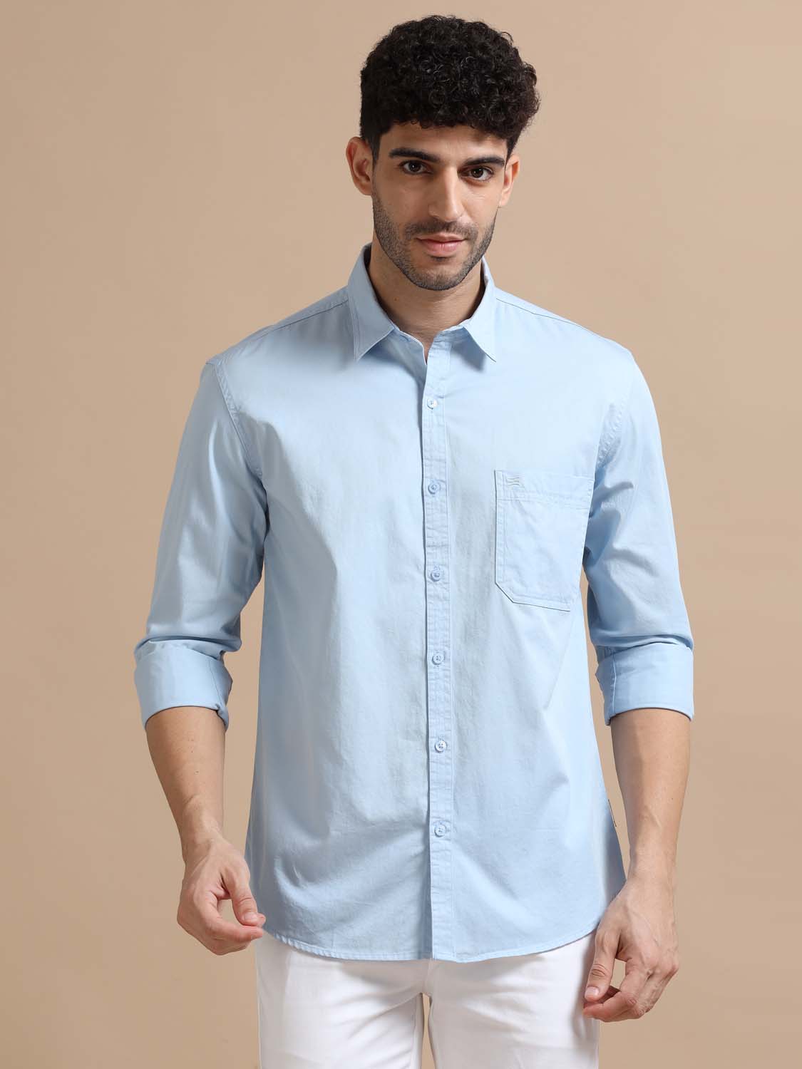  Light Blue Cotton Shirt for Men 