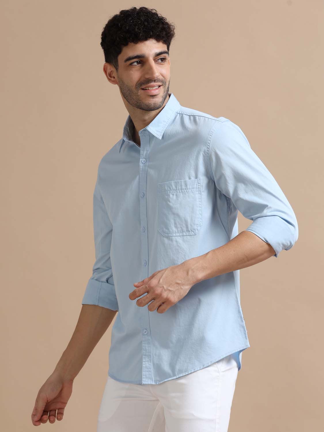  Light Blue Cotton Shirt for Men 