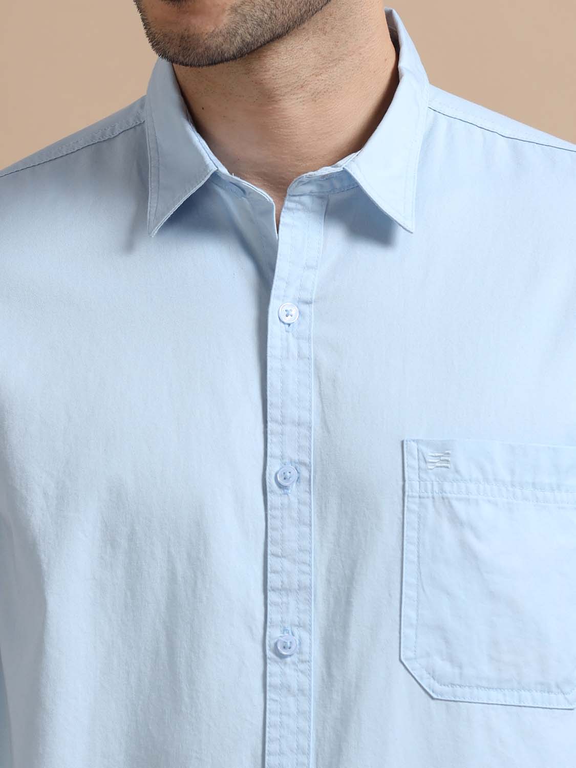  Light Blue Cotton Shirt for Men 