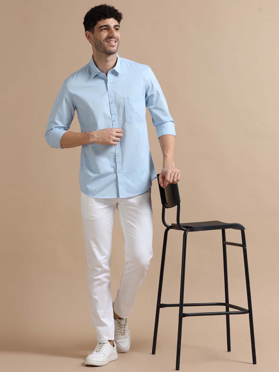  Light Blue Cotton Shirt for Men 