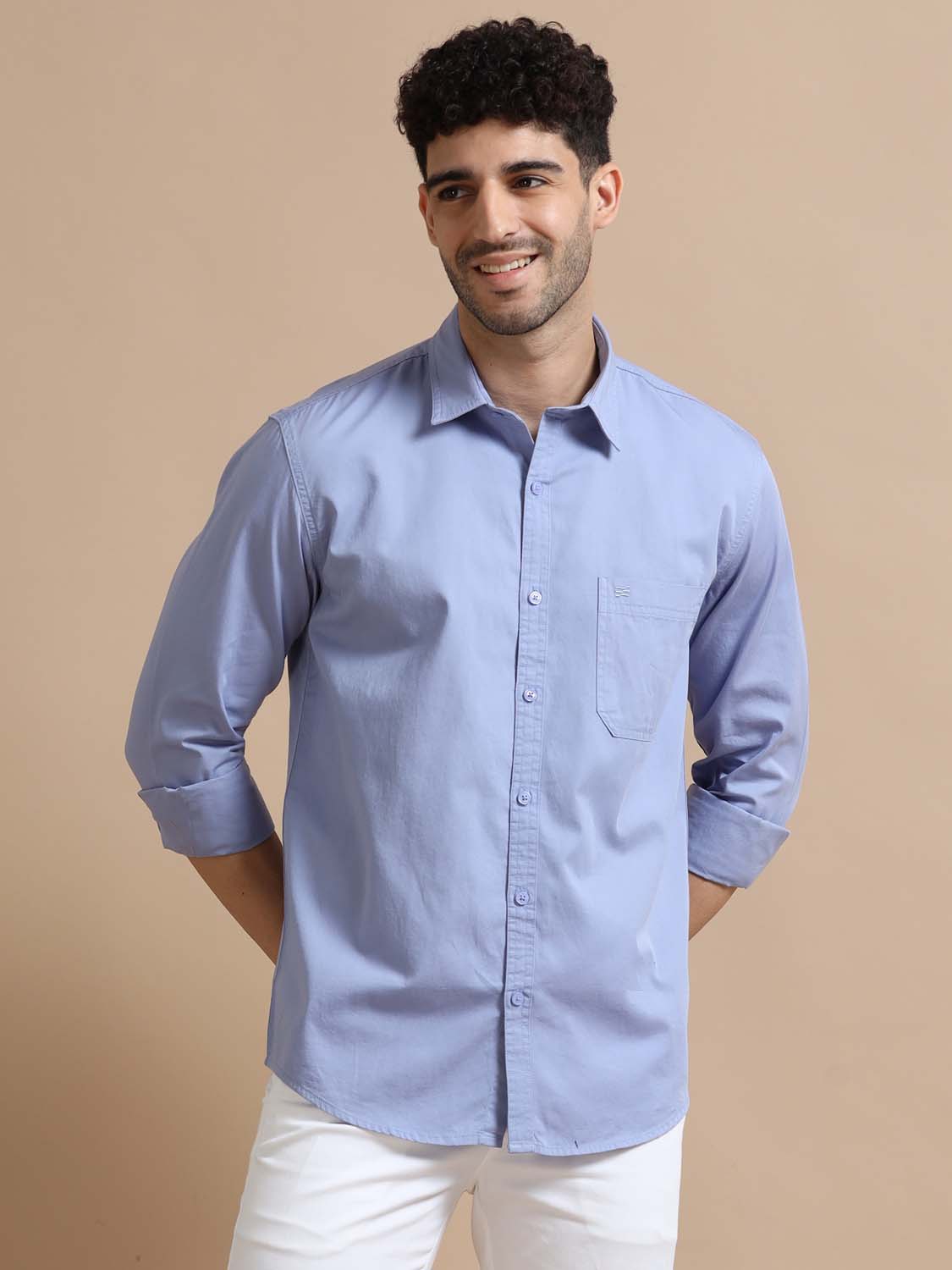 Full Sleeve Blue Cotton Shirt for Men