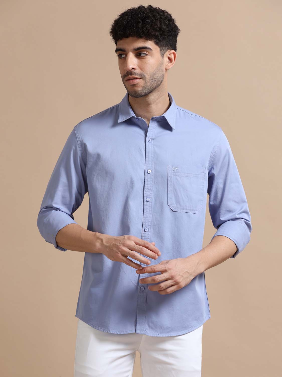 Full Sleeve Blue Cotton Shirt for Men