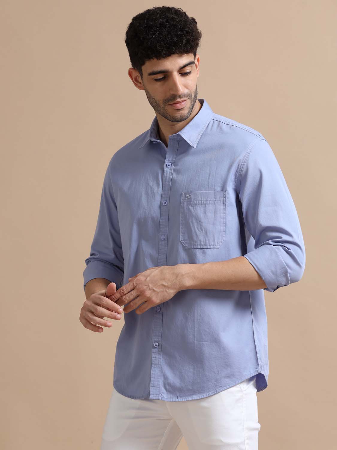 Full Sleeve Blue Cotton Shirt for Men