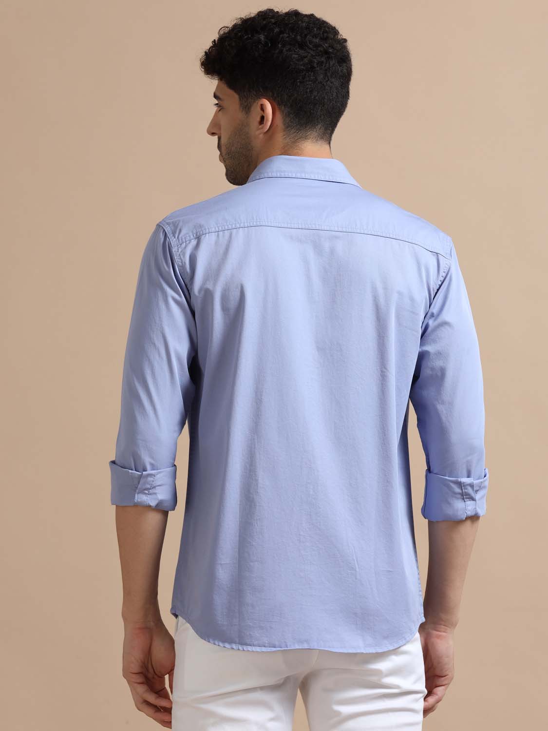 Full Sleeve Blue Cotton Shirt for Men