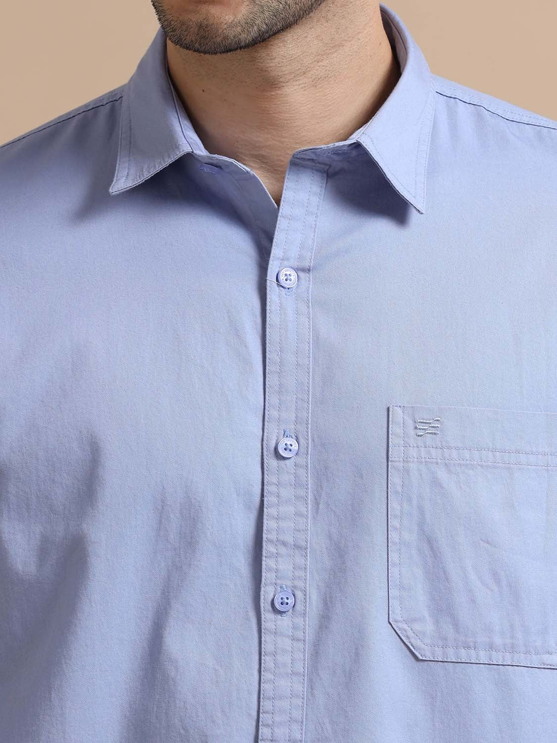 Full Sleeve Blue Cotton Shirt for Men