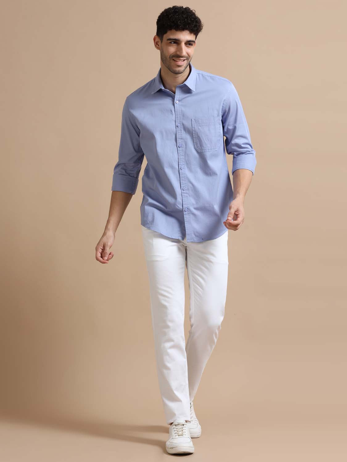 Full Sleeve Blue Cotton Shirt for Men