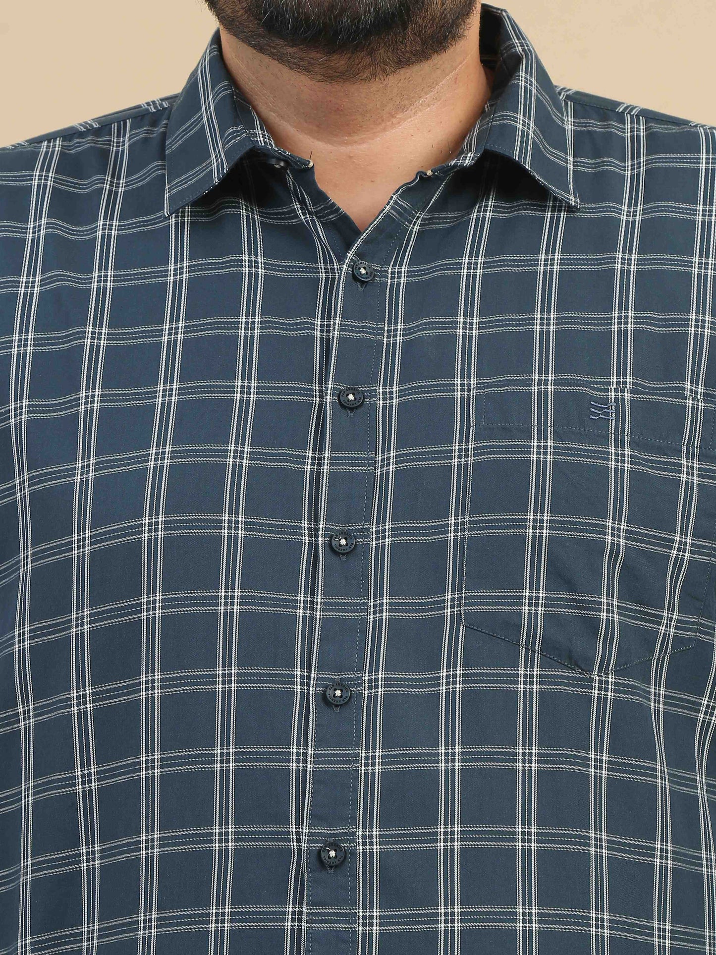 Dark Green Plus Size Checks Shirt