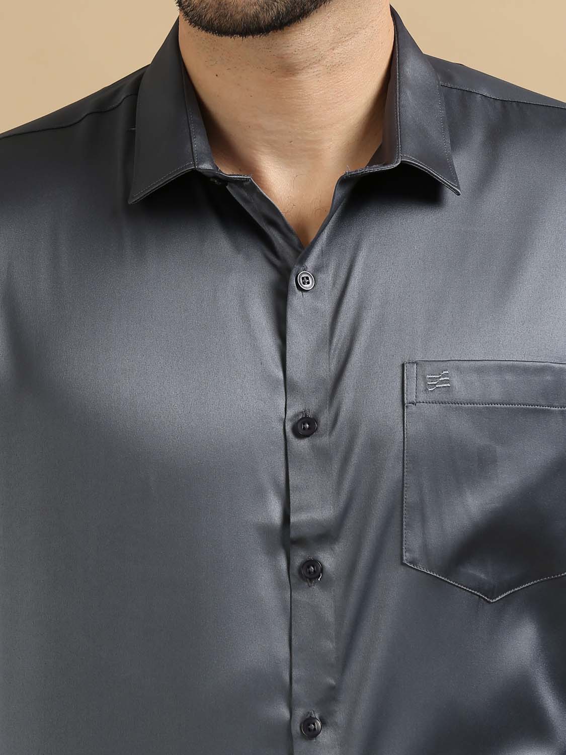 Grey Satin Shirt for Men 