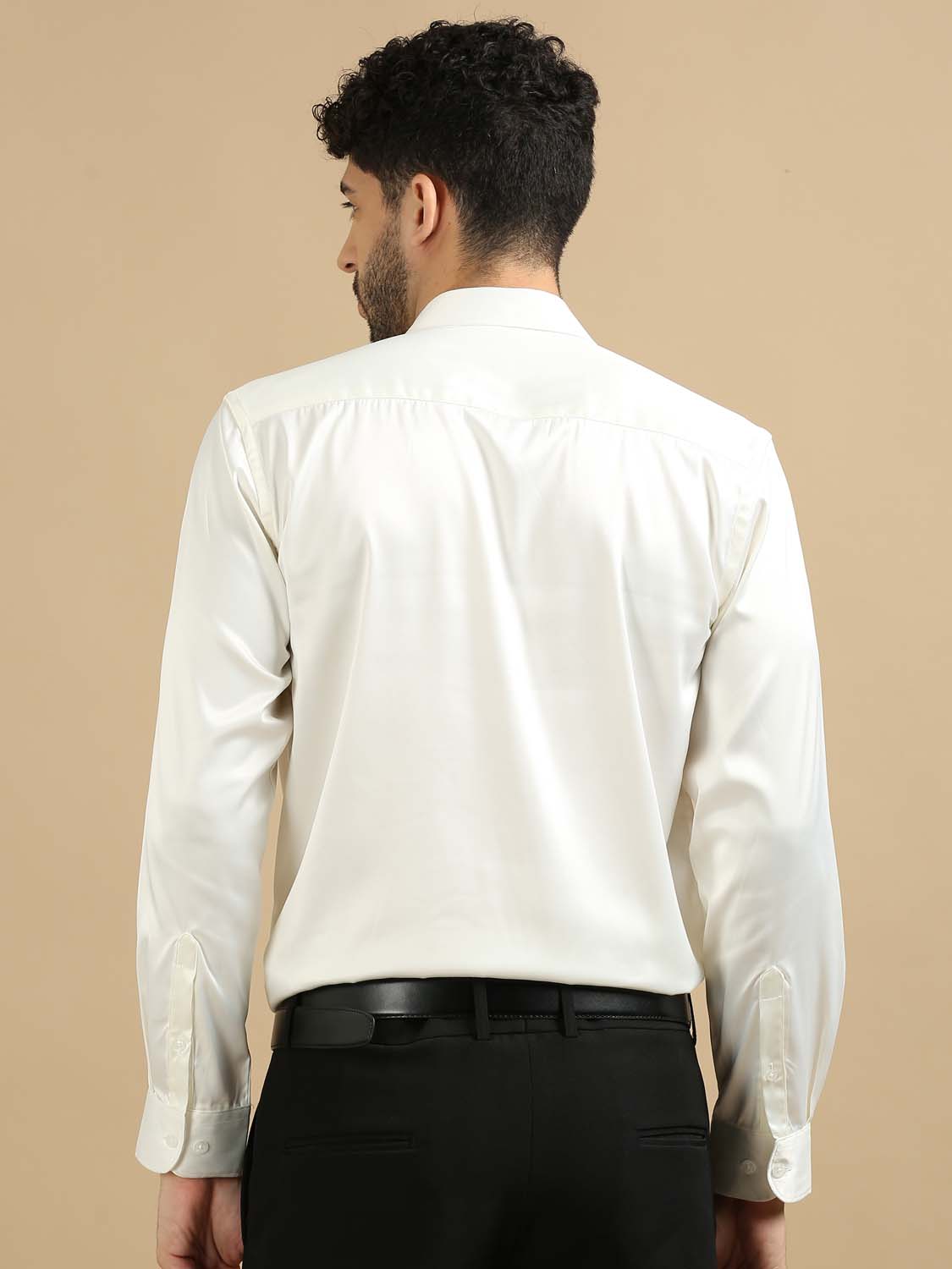 Mens White Satin Shirt