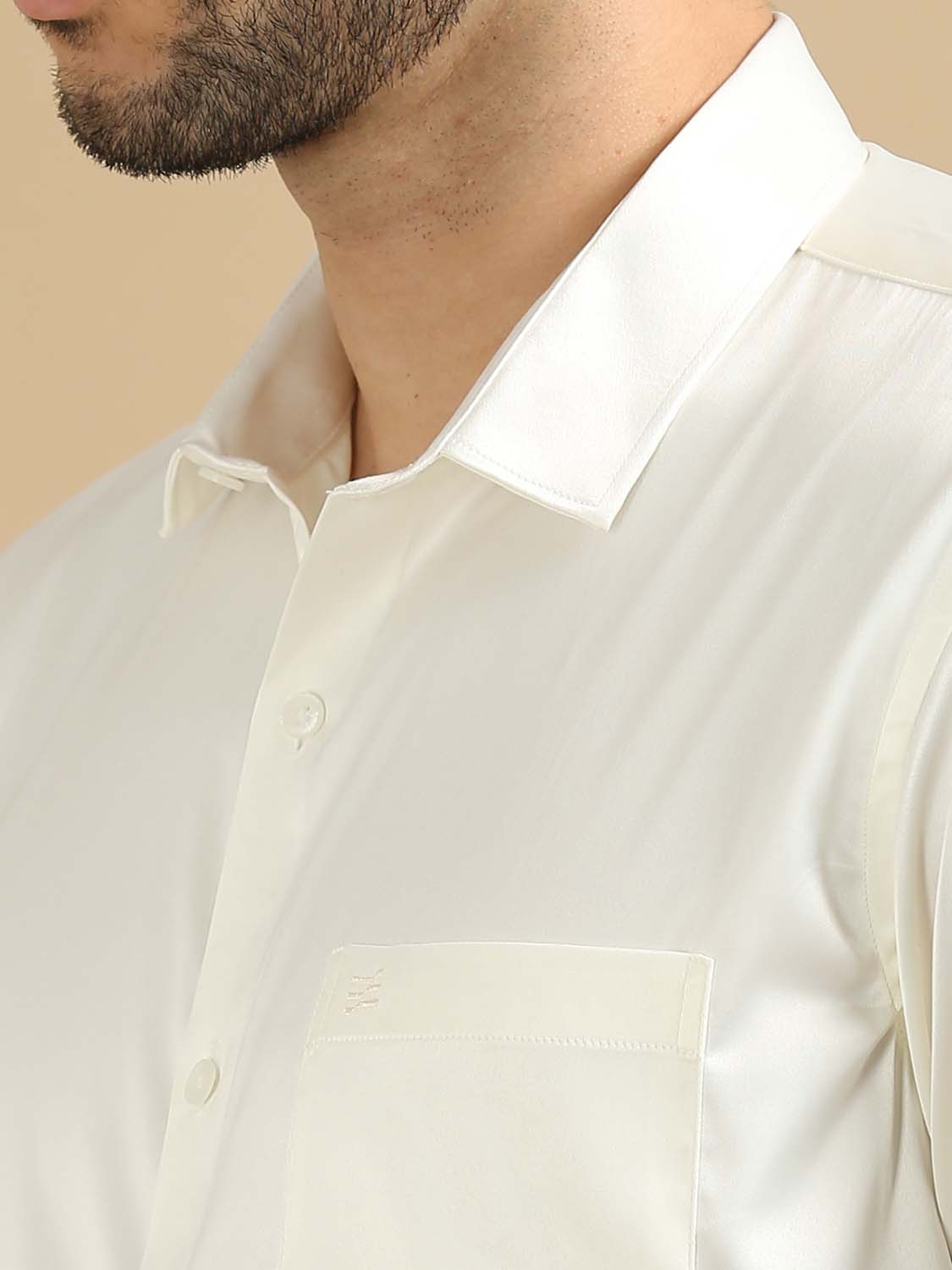 Mens White Satin Shirt