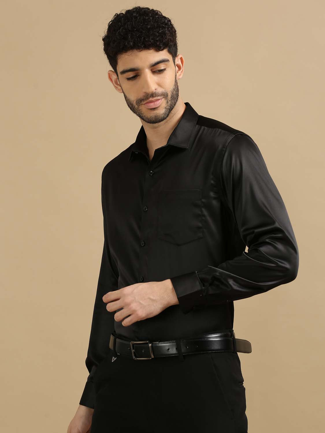 Sleek Black Party Wear Shirt for Men