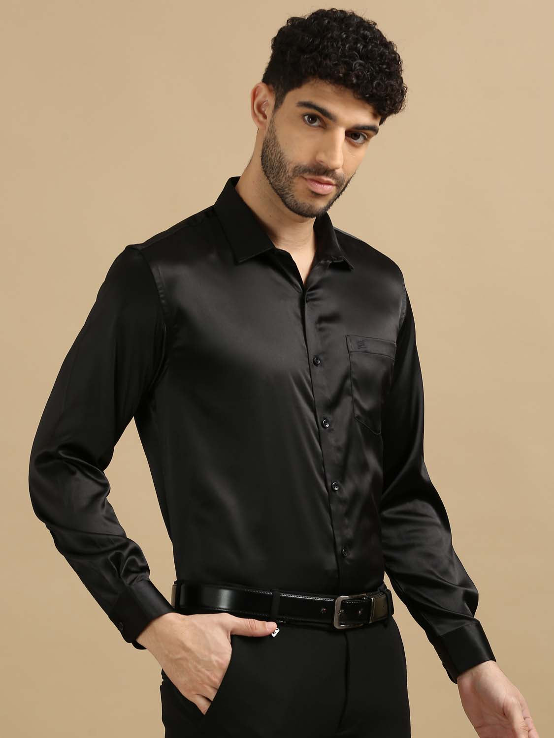 Sleek Black Party Wear Shirt for Men