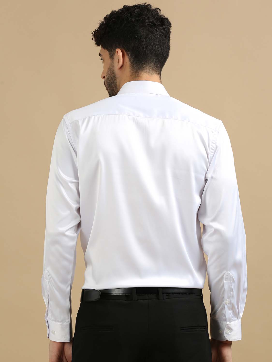 Shiny White Satin Shirt for Men