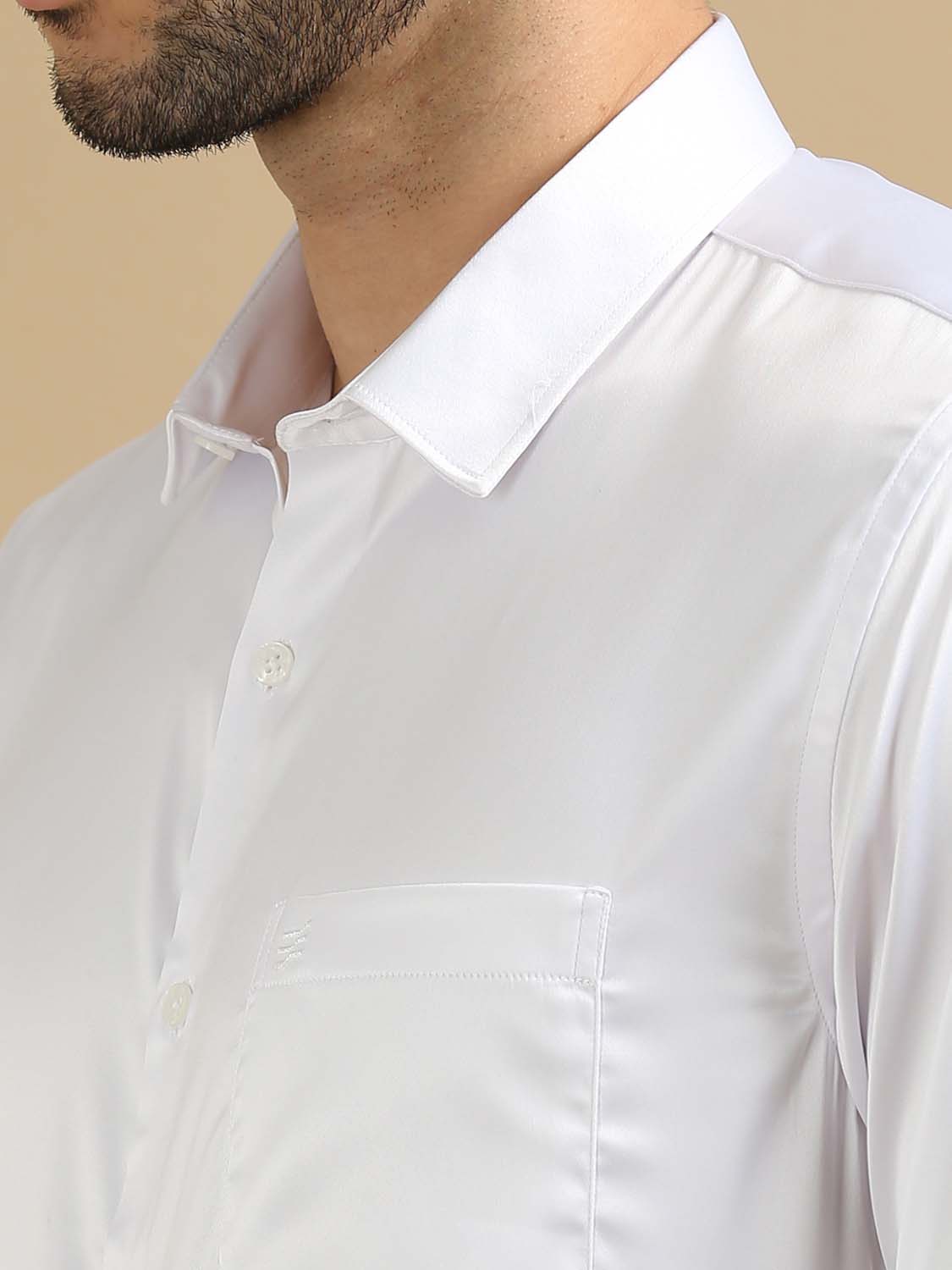 Shiny White Satin Shirt for Men