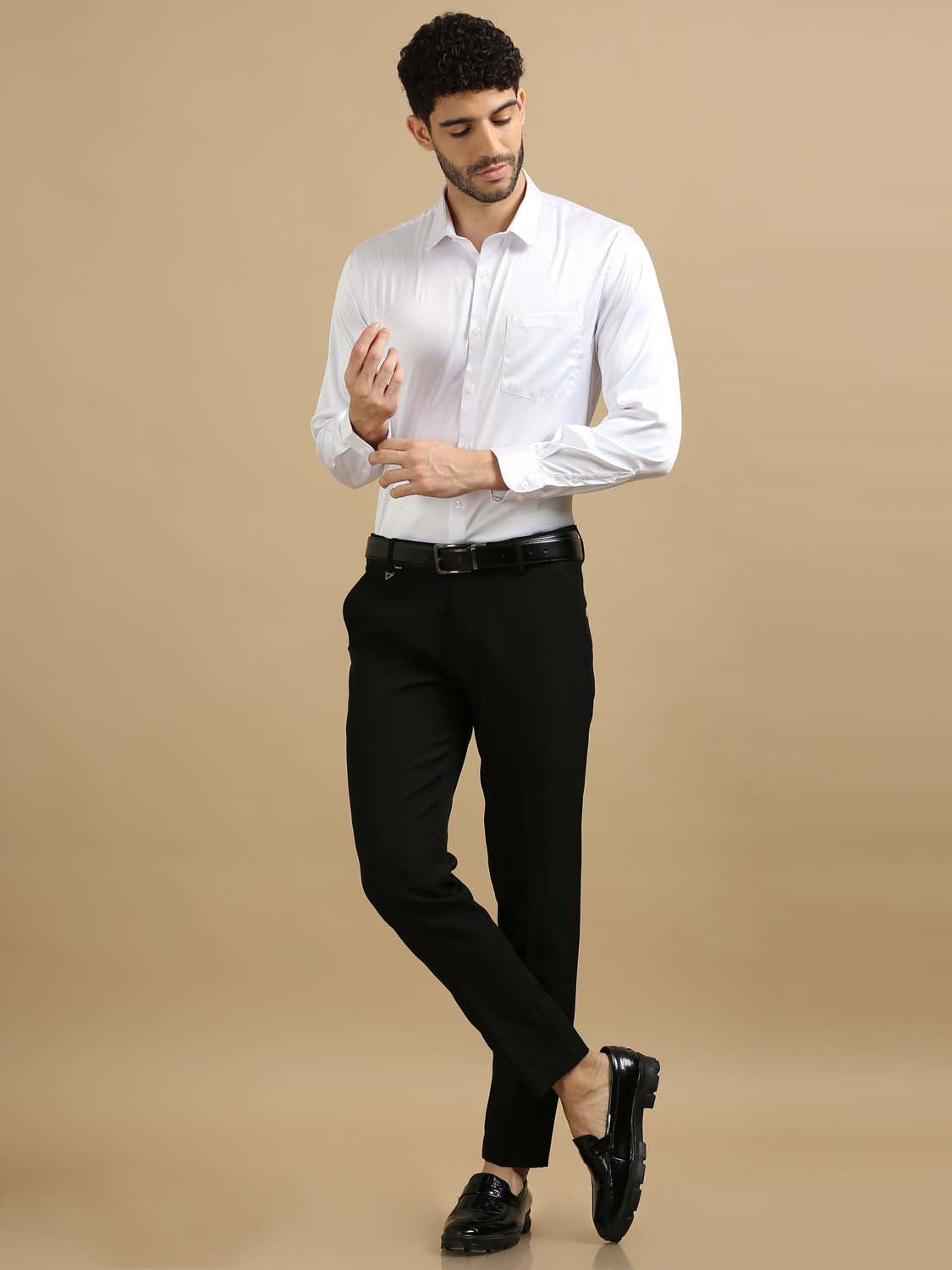 Shiny White Satin Shirt for Men