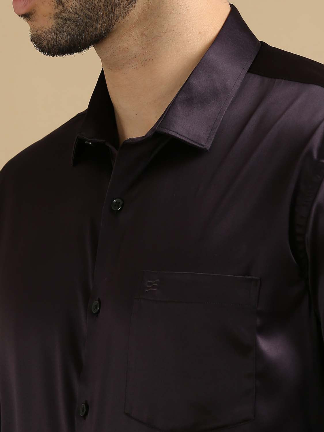  Brown Satin Shirt for Men