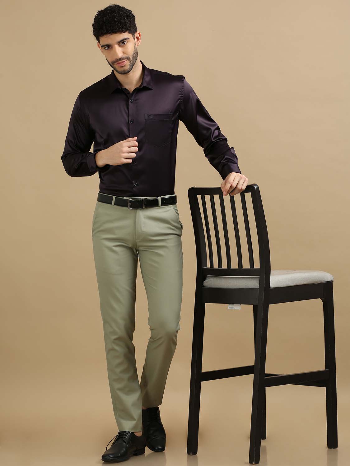  Brown Satin Shirt for Men