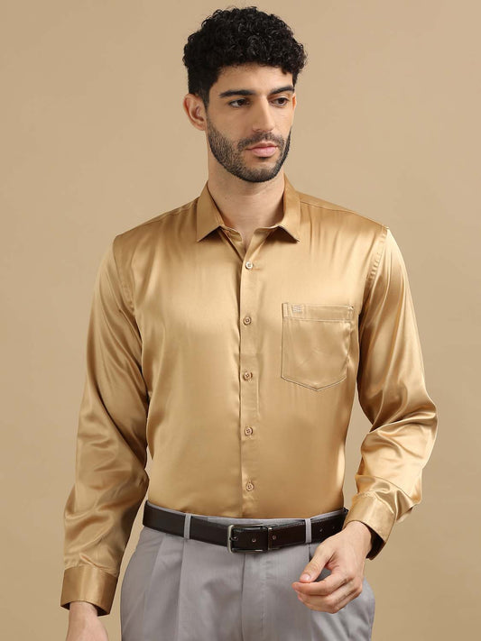 Solid Tan Shirt for Men 