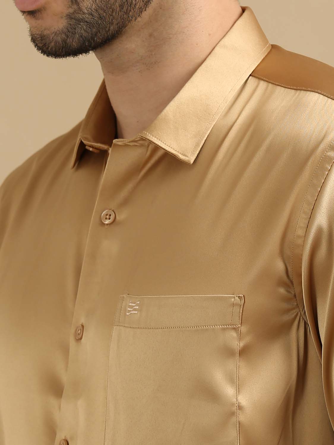 Solid Tan Shirt for Men 