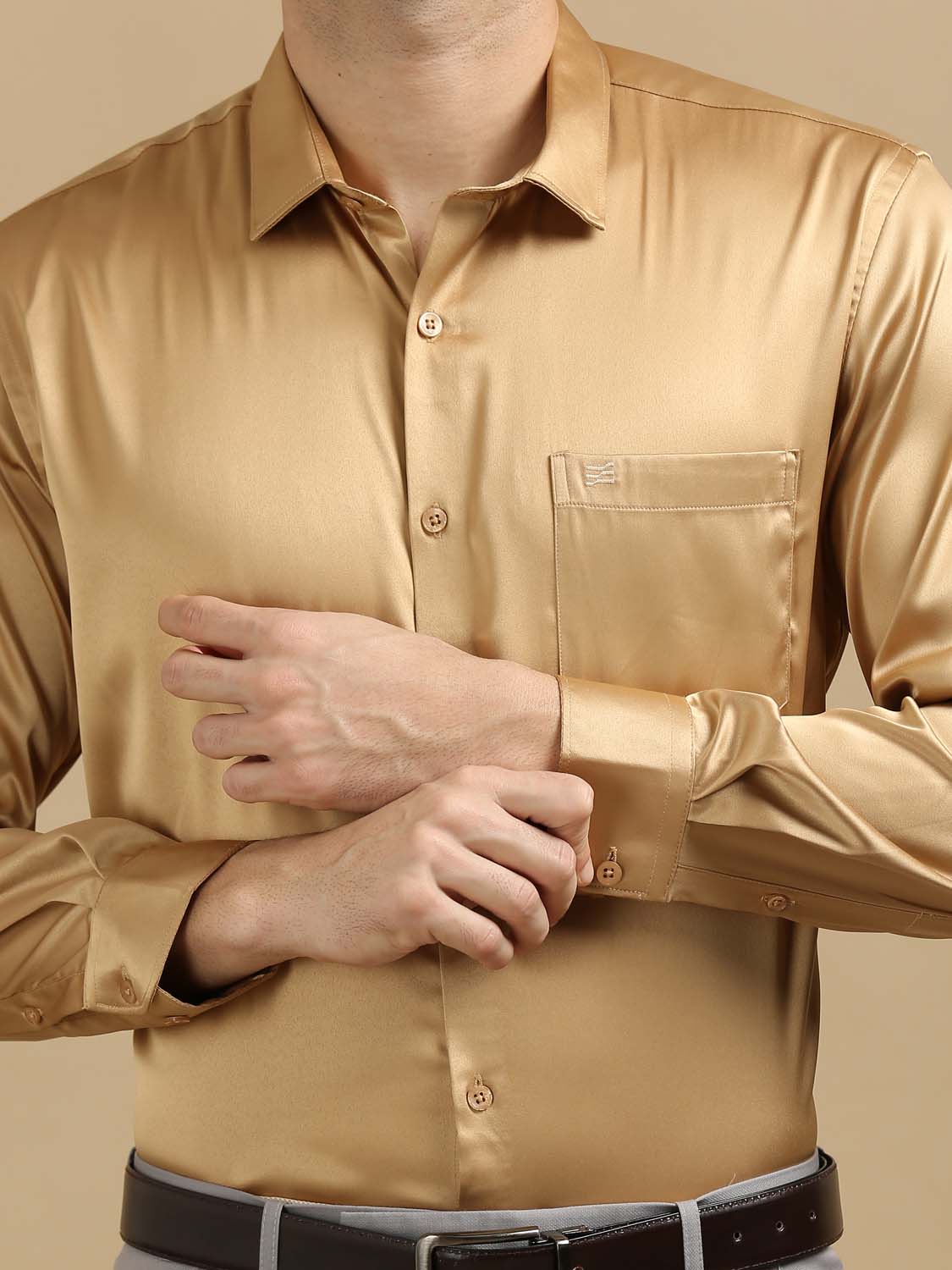 Solid Tan Shirt for Men 