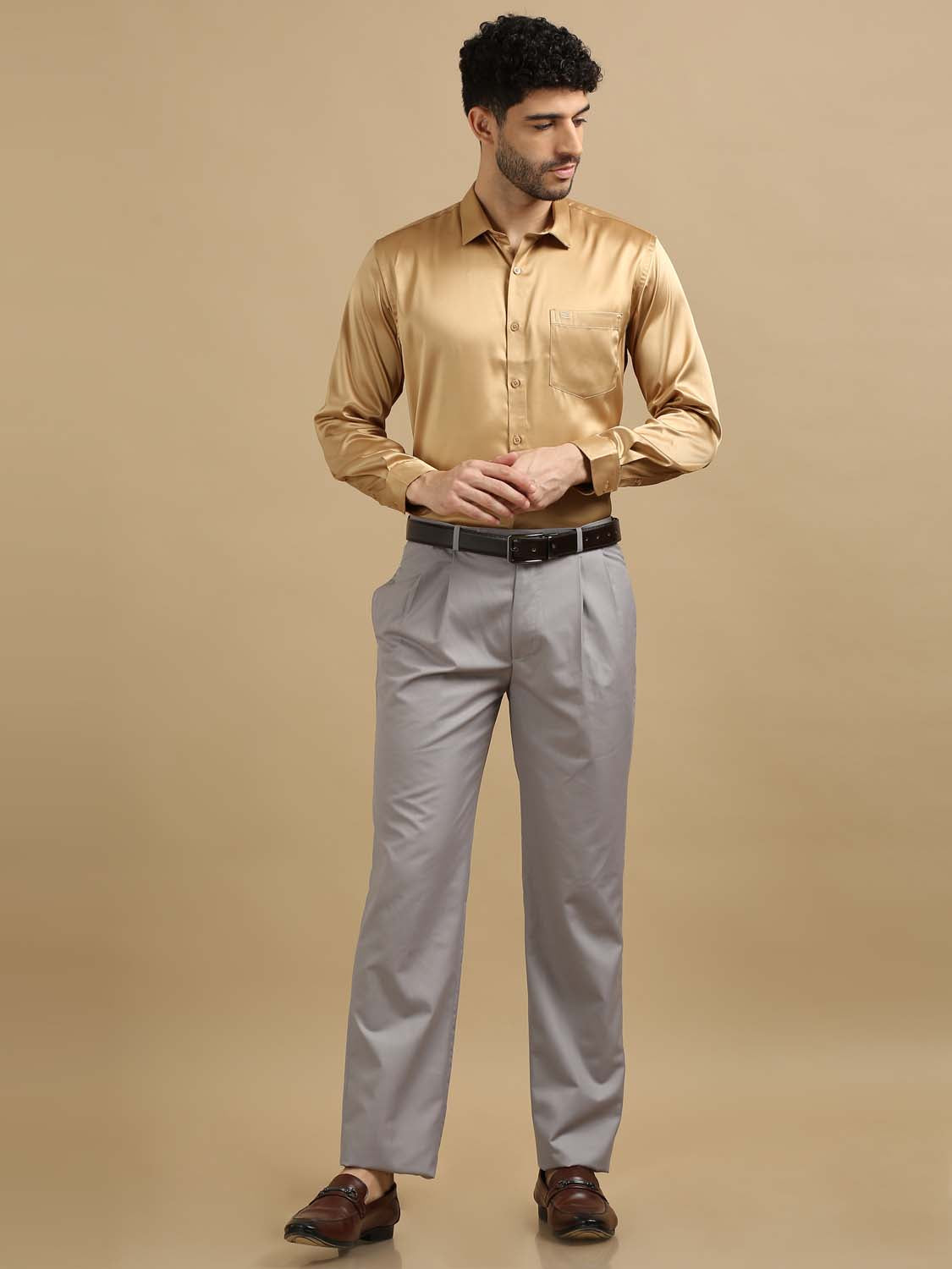 Solid Tan Shirt for Men 