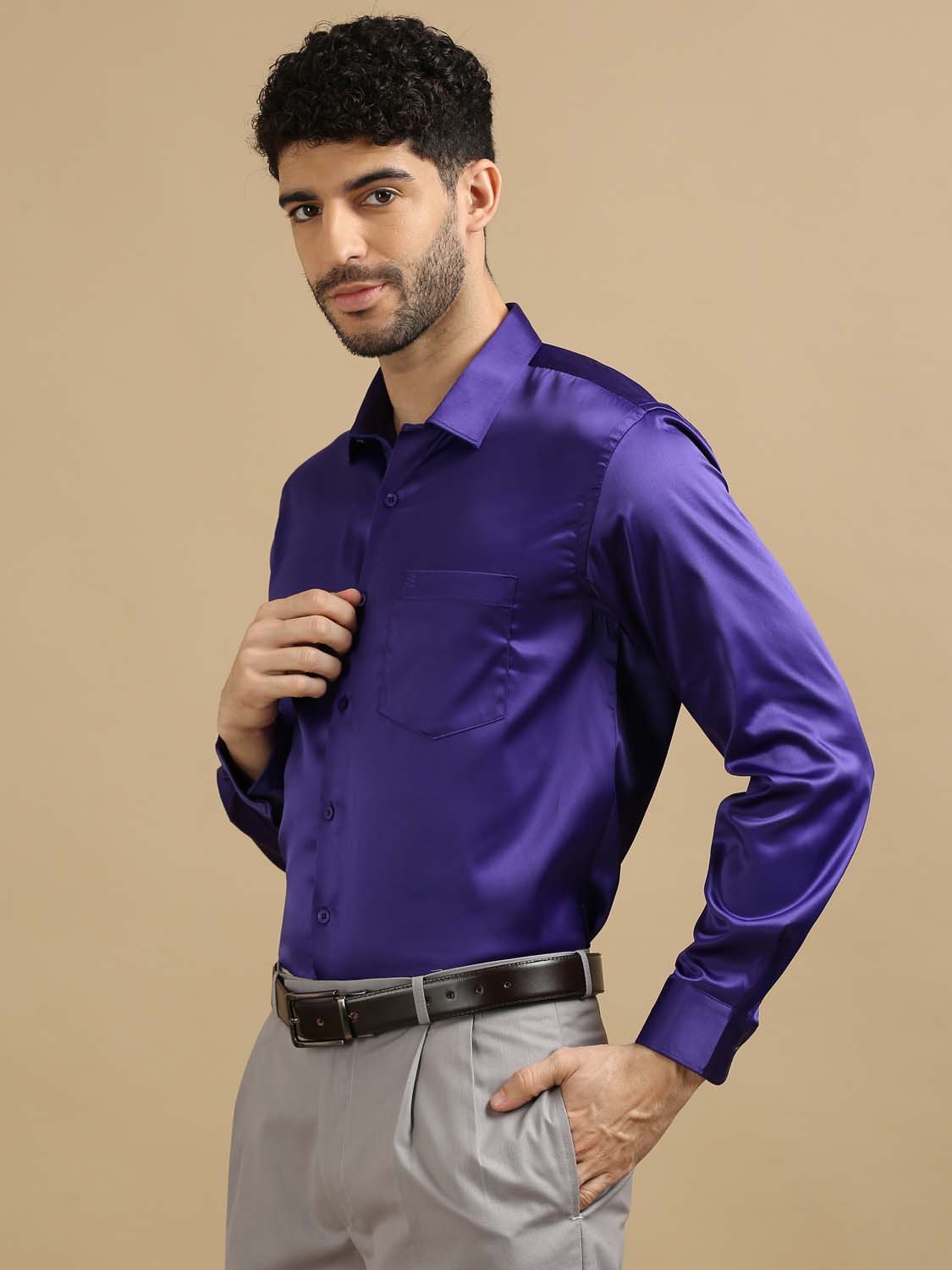 Solid Dark Lavender Shirt for Men