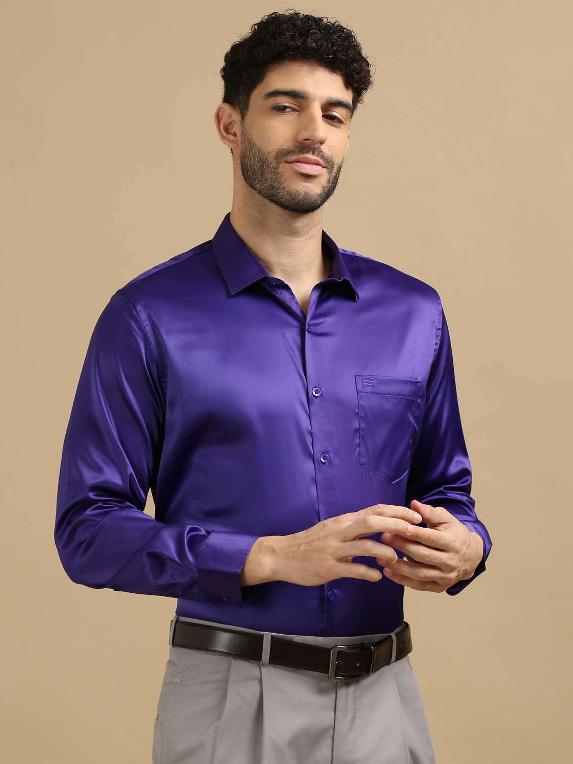 Solid Dark Lavender Shirt for Men