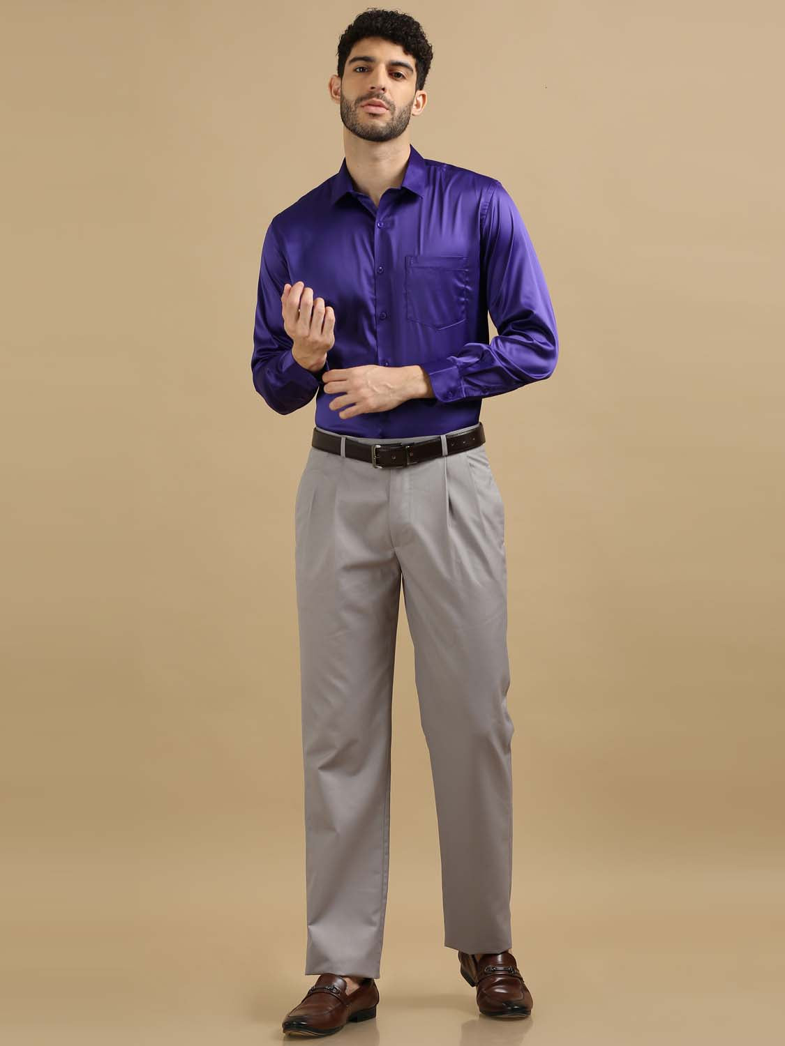 Solid Dark Lavender Shirt for Men