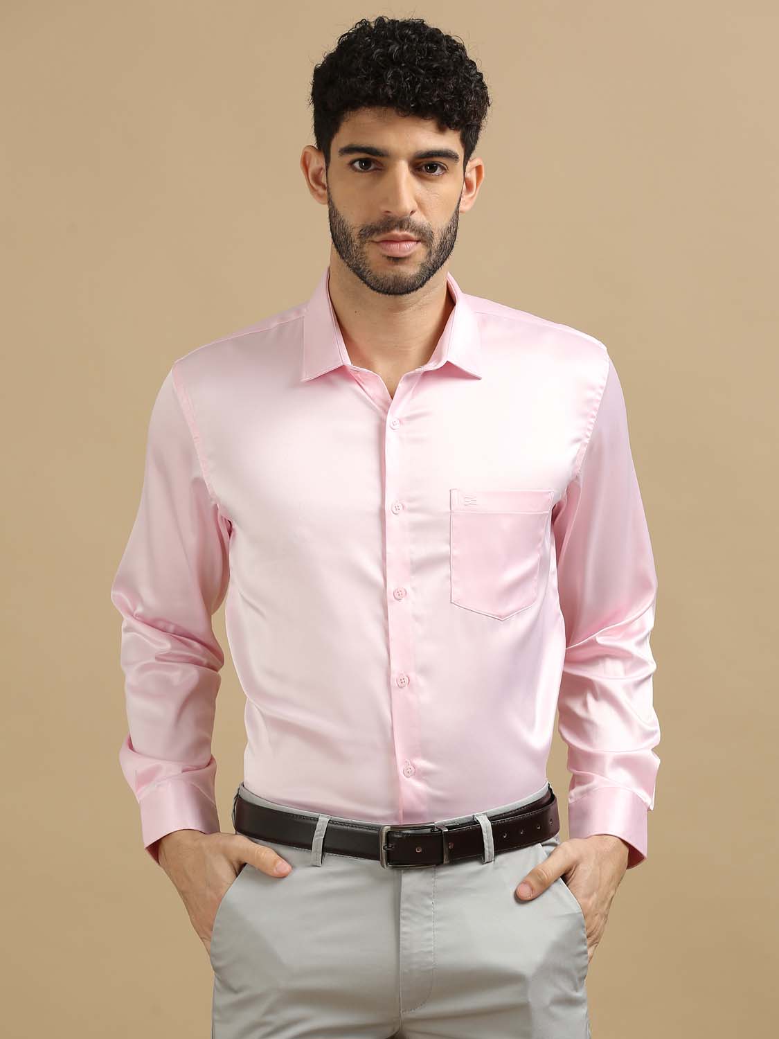 Light Pink Satin Shirt