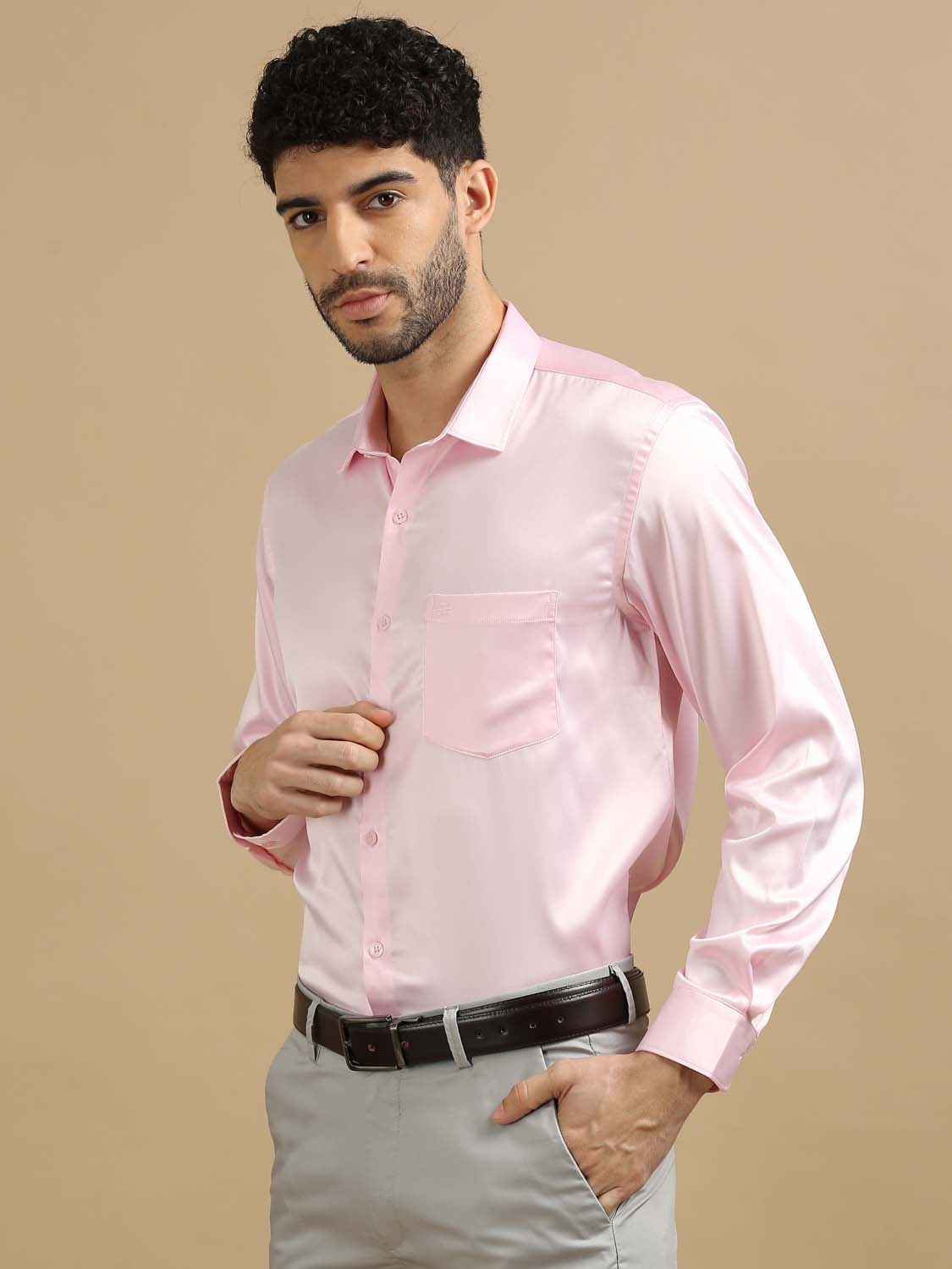 Light Pink Satin Shirt