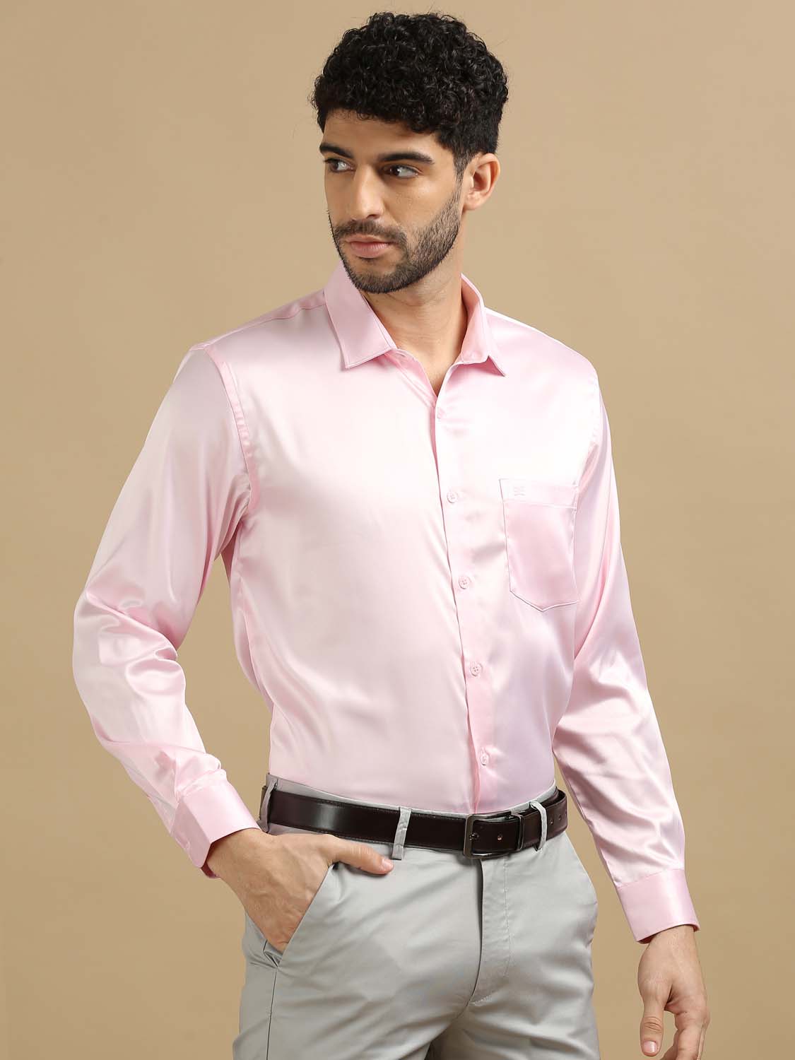 Light Pink Satin Shirt