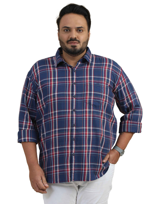  Plus Size Light Blue Check Shirt 