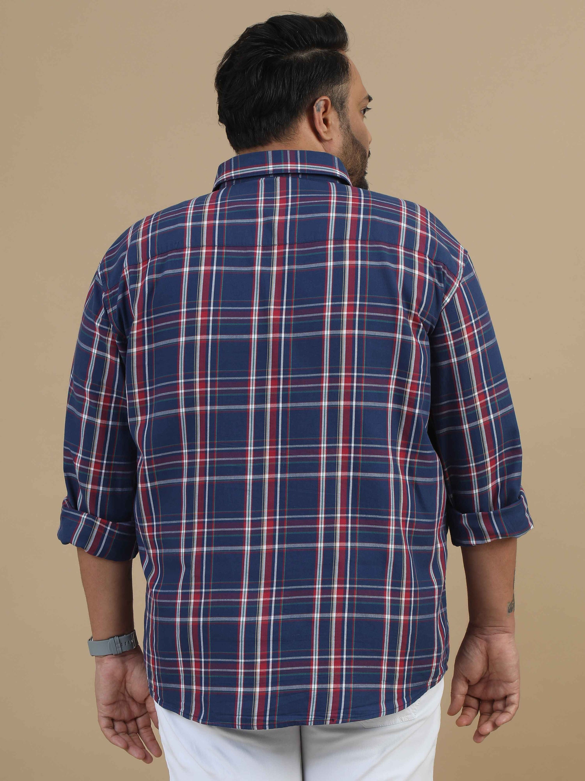  Plus Size Light Blue Check Shirt 