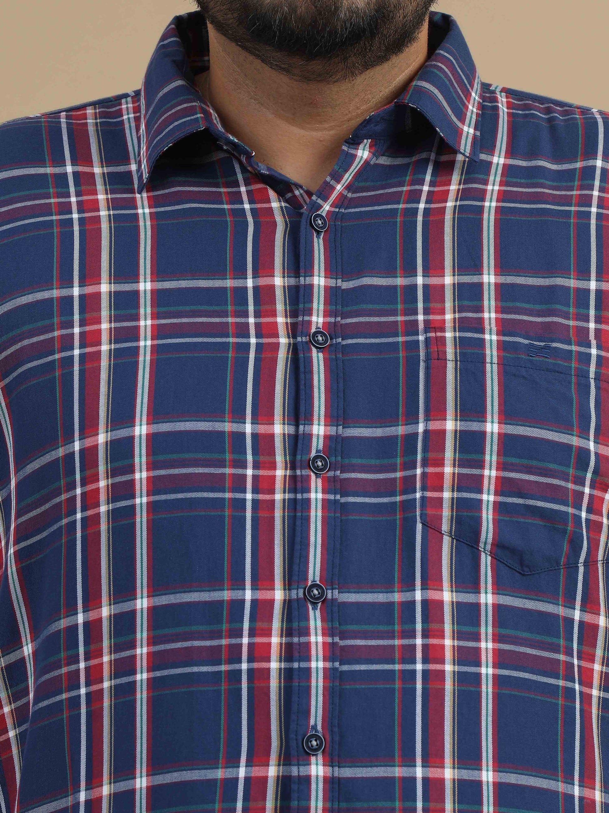  Plus Size Light Blue Check Shirt 