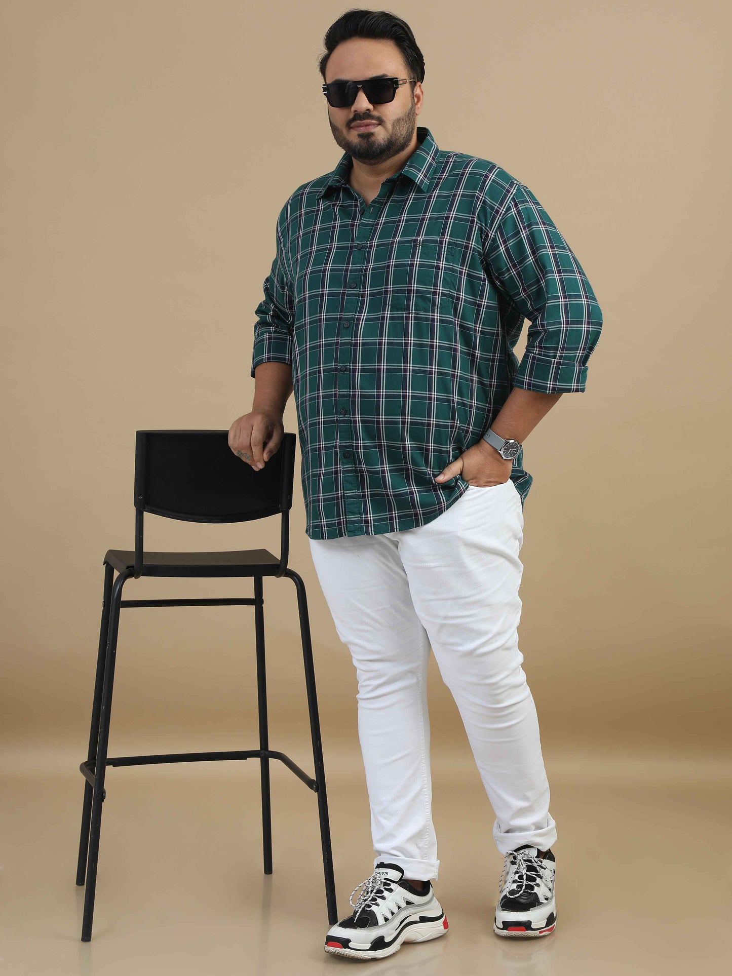 Dark Green Plus Size Shirts for Men