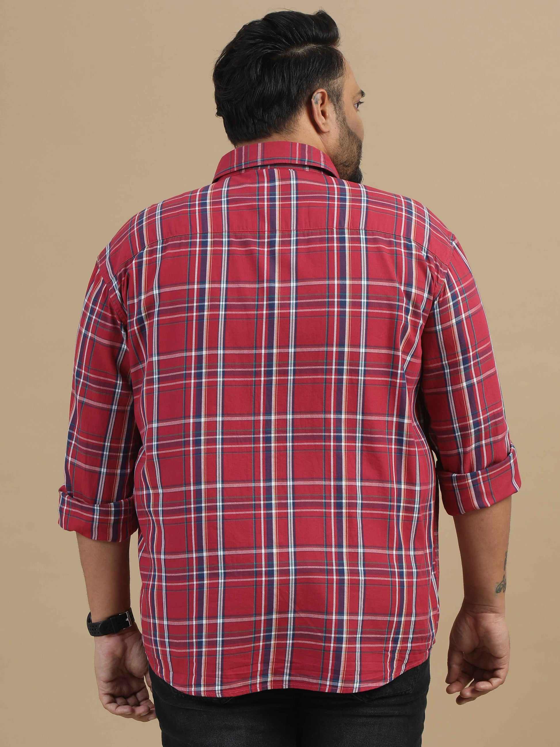  4XL Red Check shirt for Men 