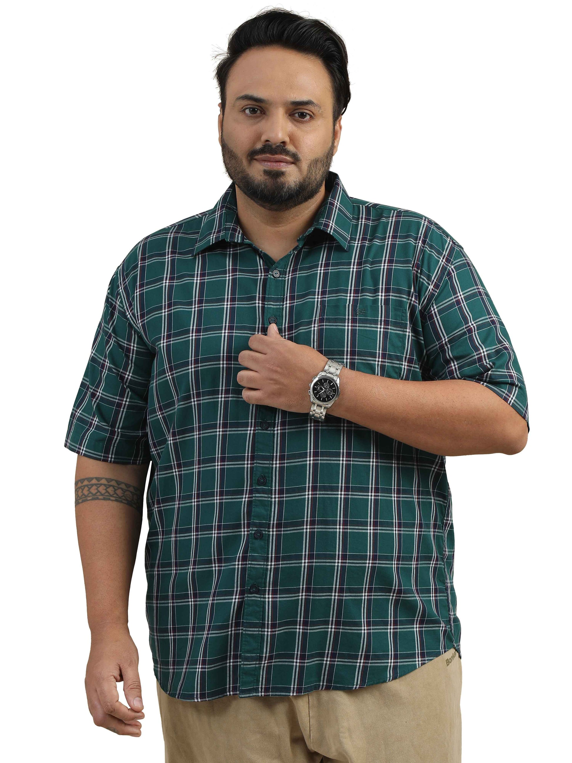 Plus Size Blue & White Check Shirt