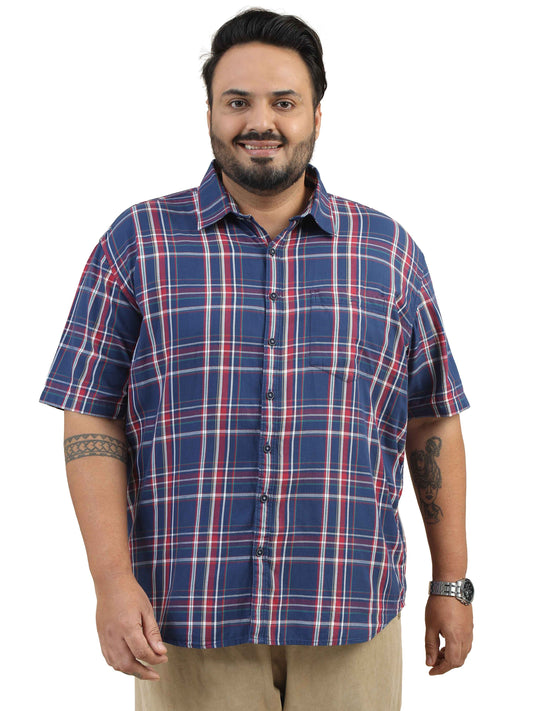  Plus Size Navy Blue Check Shirt 