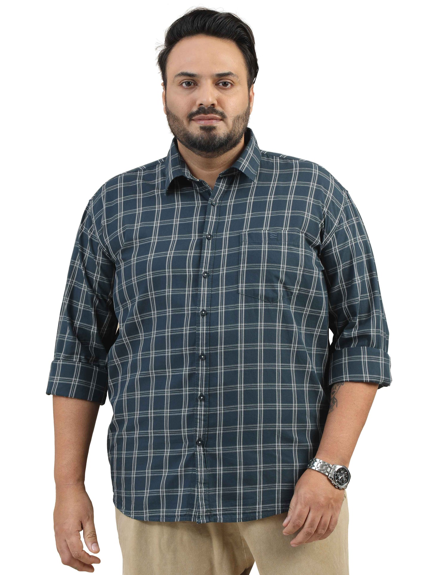 Plus Size Light Green Check Shirt