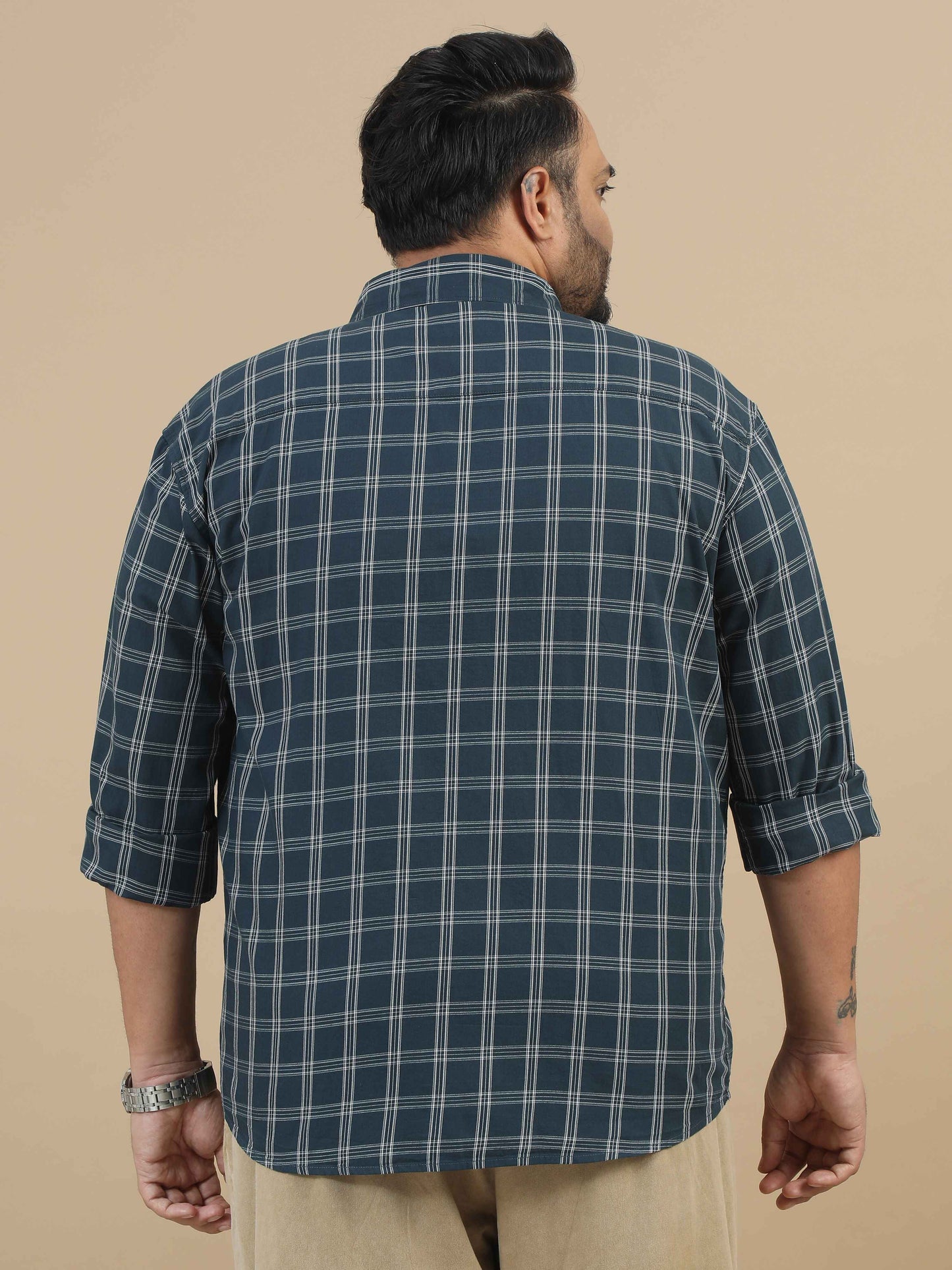 Plus Size Light Green Check Shirt