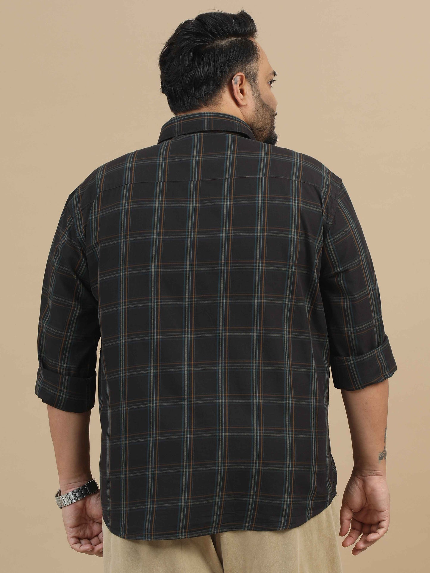 Plus Size Black Check Shirt