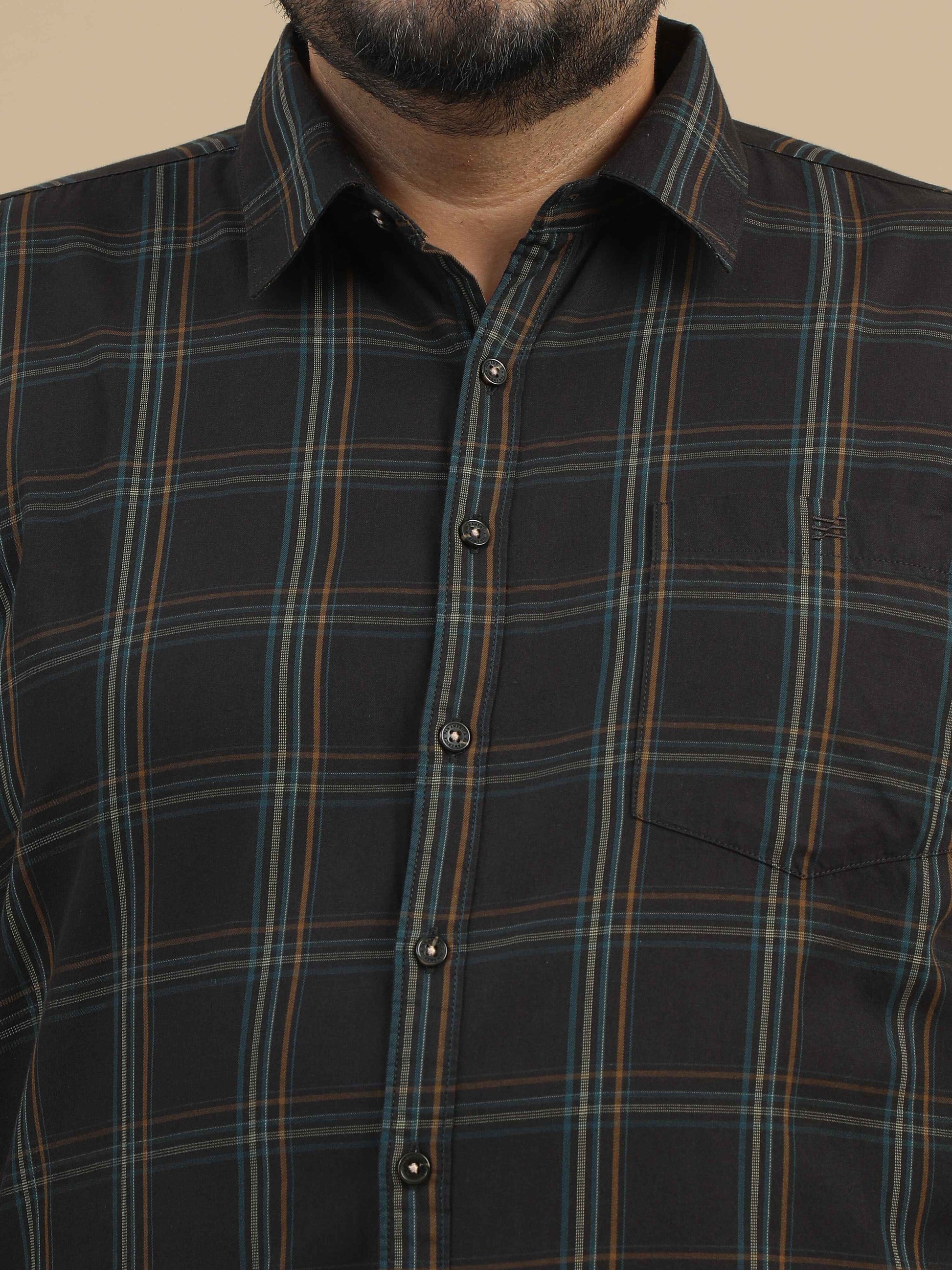 Plus Size Black Check Shirt