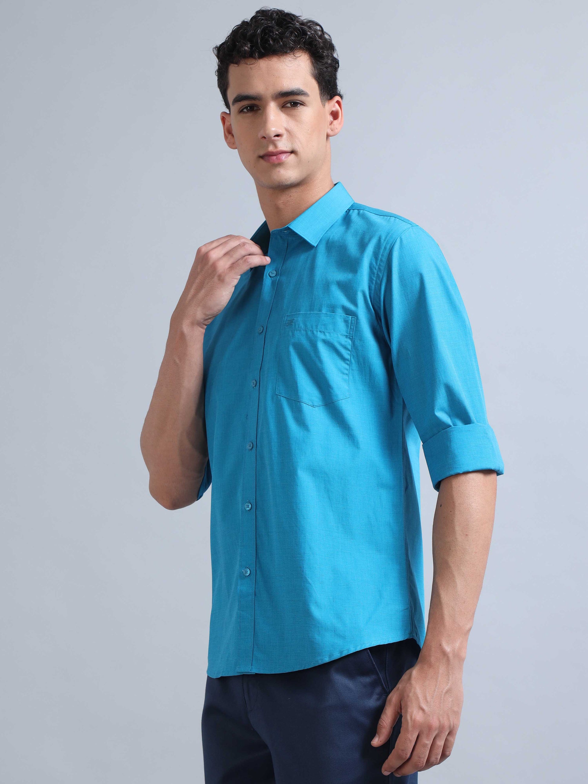 Turquoise Blue Shirt for Men 