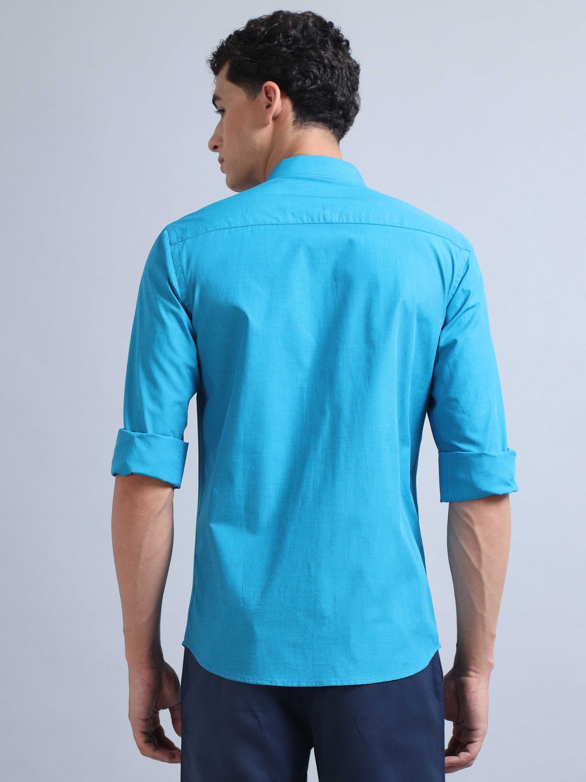 Turquoise Blue Shirt for Men 