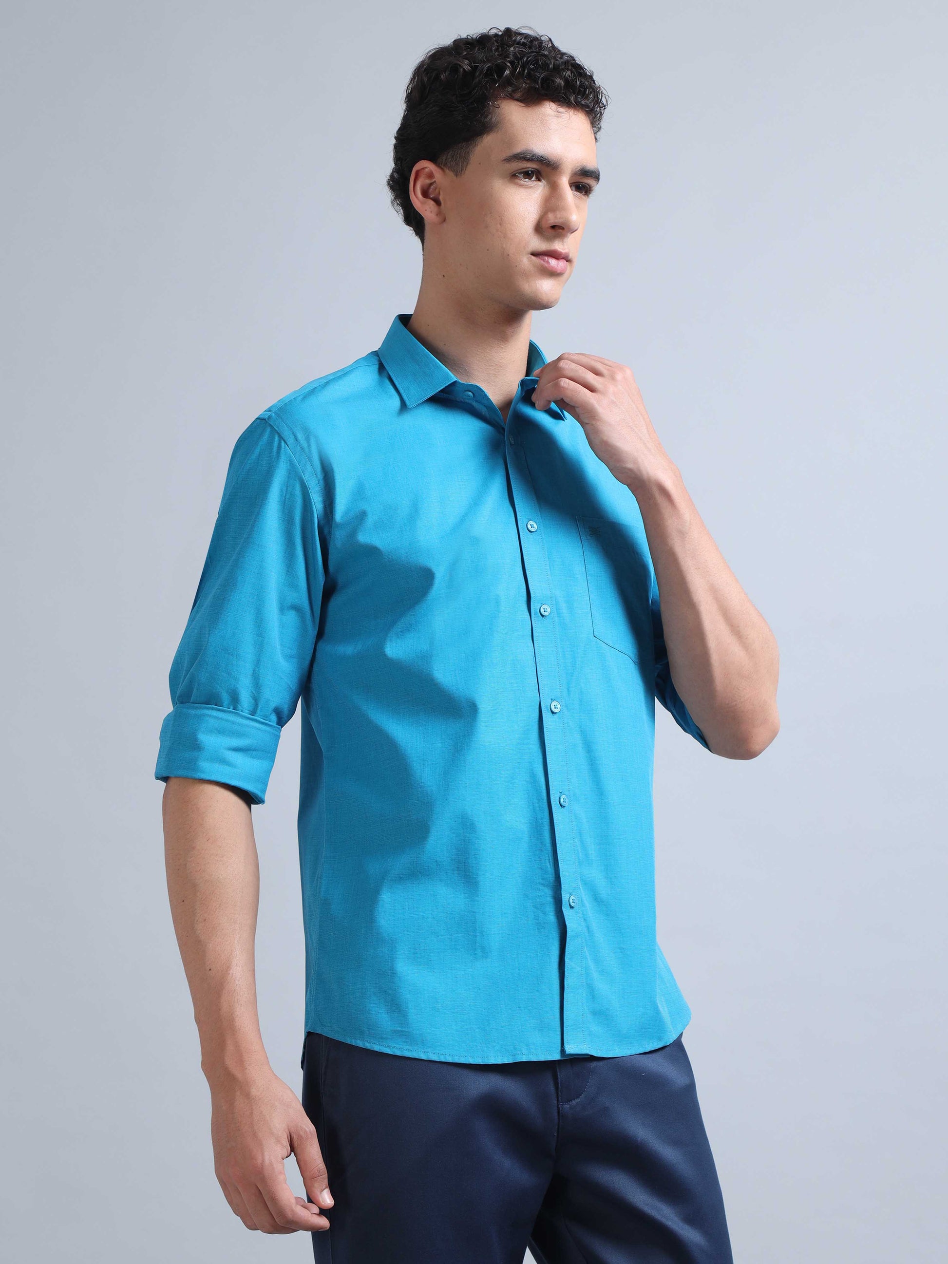 Turquoise Blue Shirt for Men 