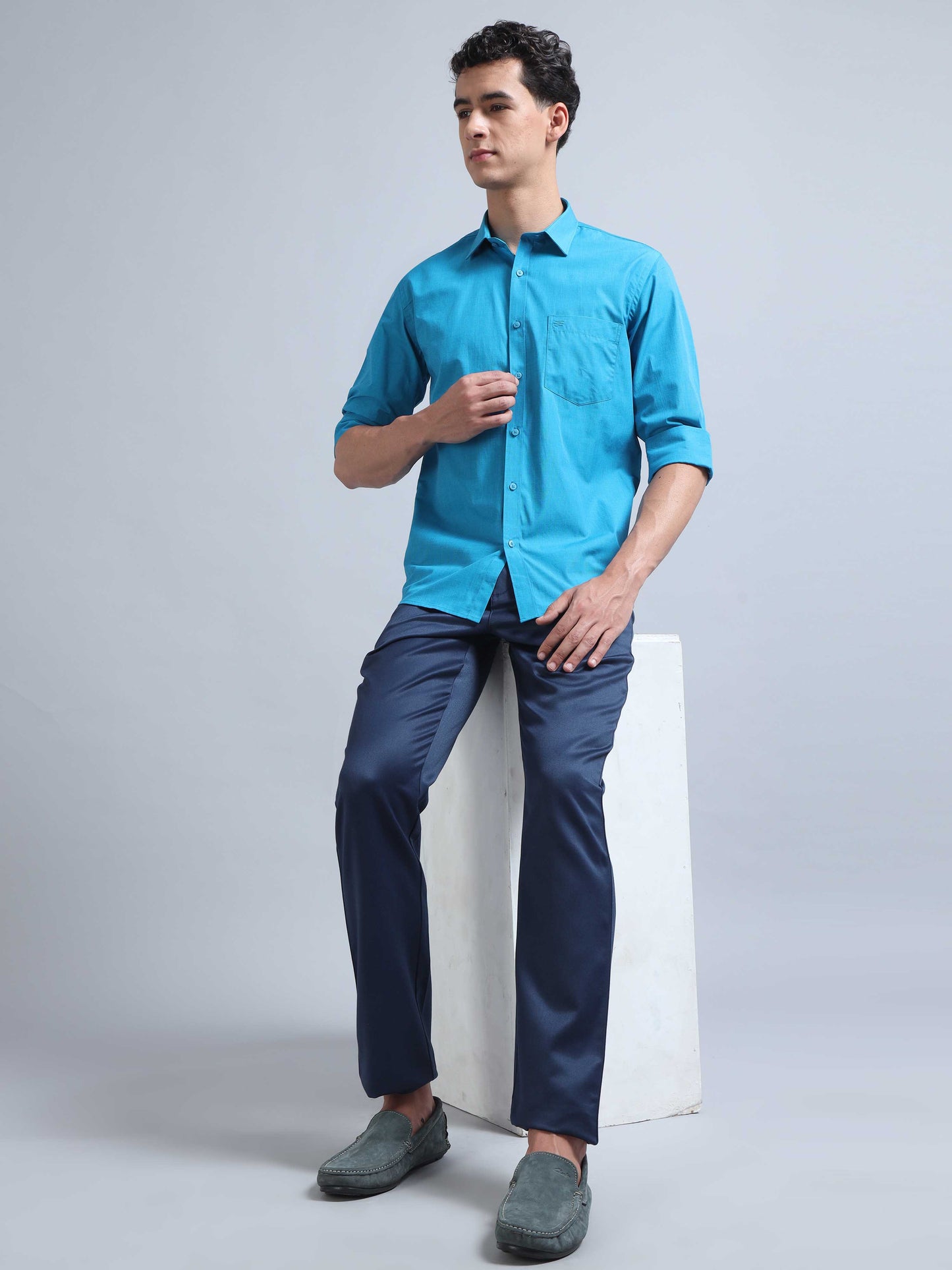 Turquoise Blue Shirt for Men 