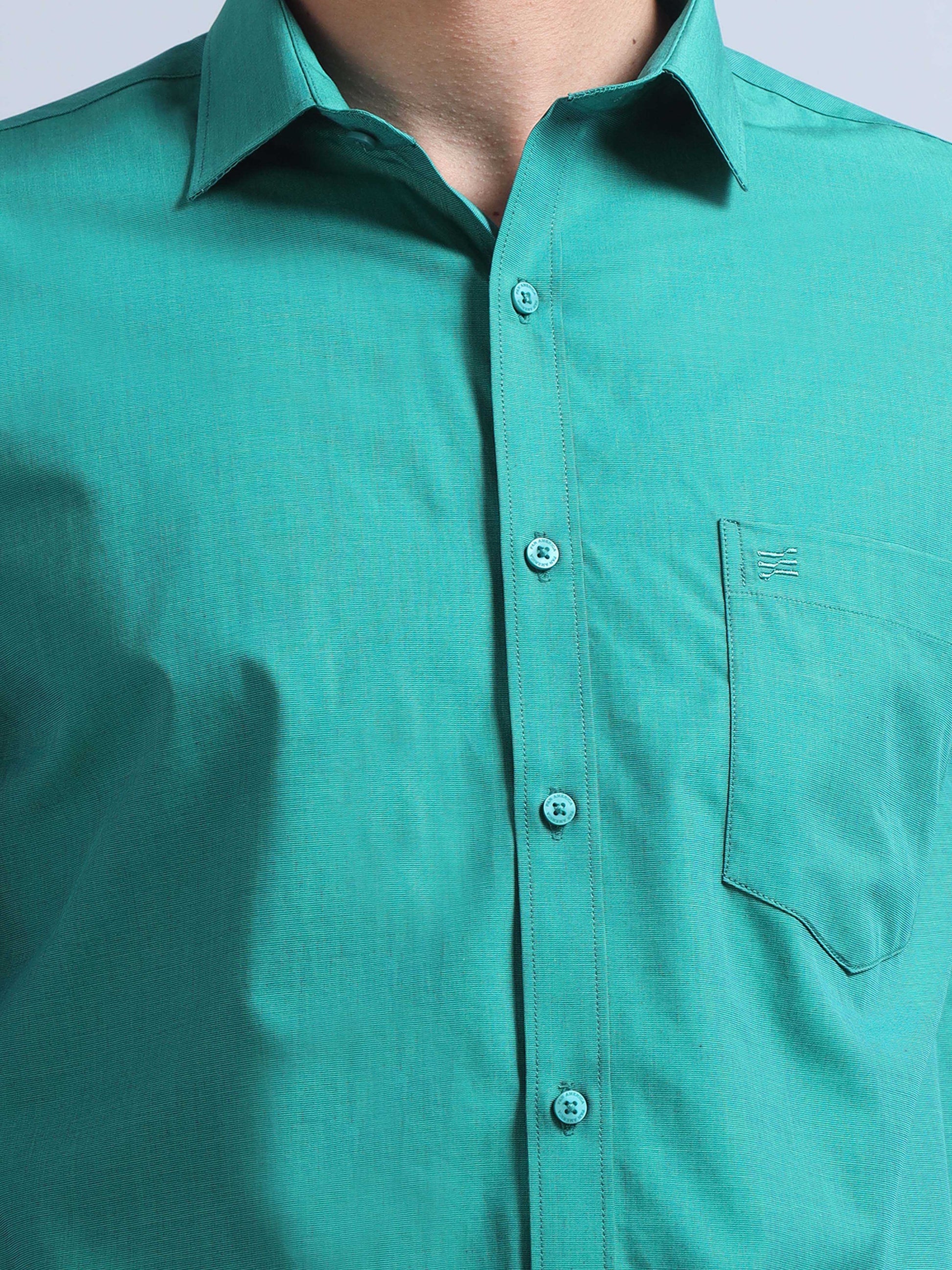 full sleeve turquoise green shirt for men