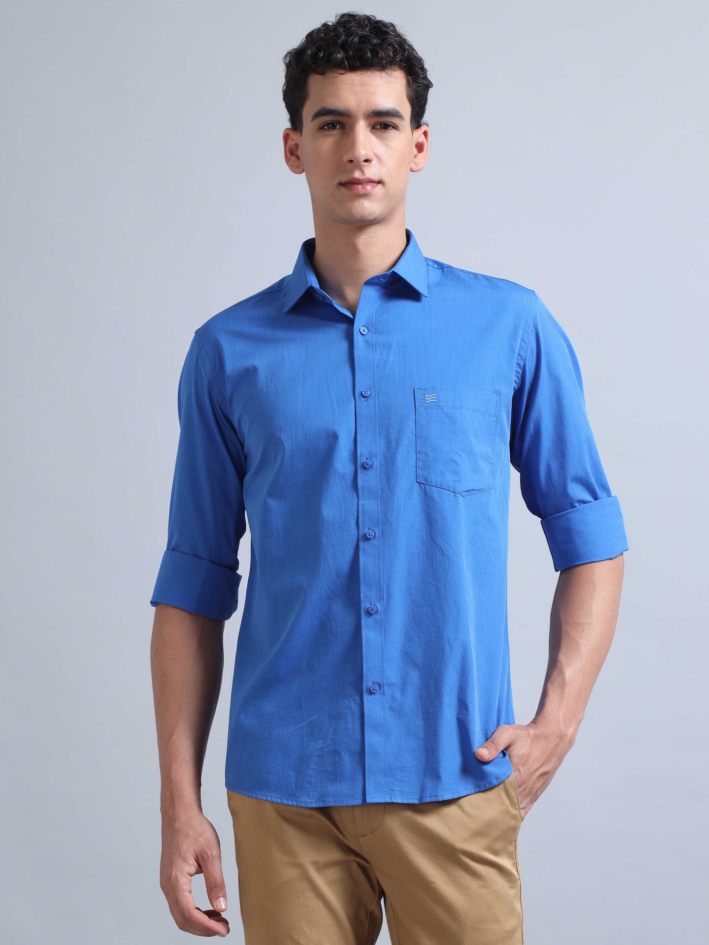 Dark Sky Blue Shirt for Men 